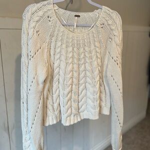 Free People Cable Knit Sweater - Cream